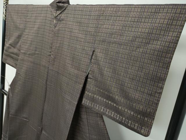 平和屋着物■極上　訪問着　紬地　変わり格子　逸品　CZAA3533s5 平和屋着物□極上 訪問着 紬地 変わり格子 逸品 CZAA3533s5