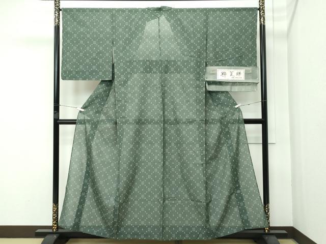 平和屋着物■極上　夏物　粋夏絣　伝統手織工芸絣　紗紬　柳煤竹色地　証紙付き　逸品　未使用　CZAA3547s5_1