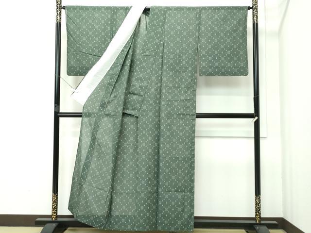 平和屋着物■極上　夏物　粋夏絣　伝統手織工芸絣　紗紬　柳煤竹色地　証紙付き　逸品　未使用　CZAA3547s5_2