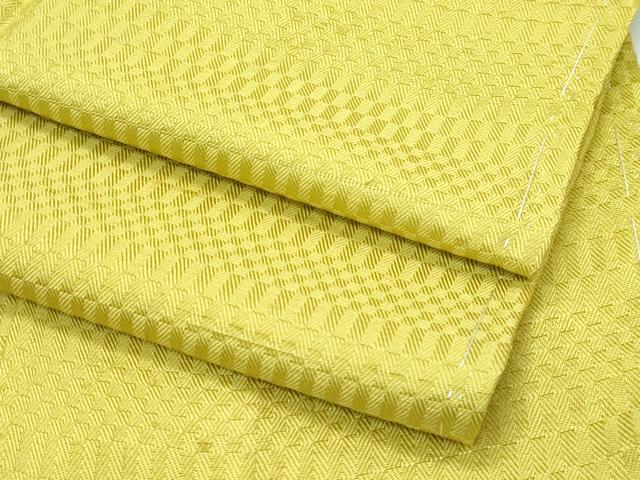 平和屋着物■極上　紬　色無地　黄支子色　市松綾織　逸品　未使用　CZAA3551s5