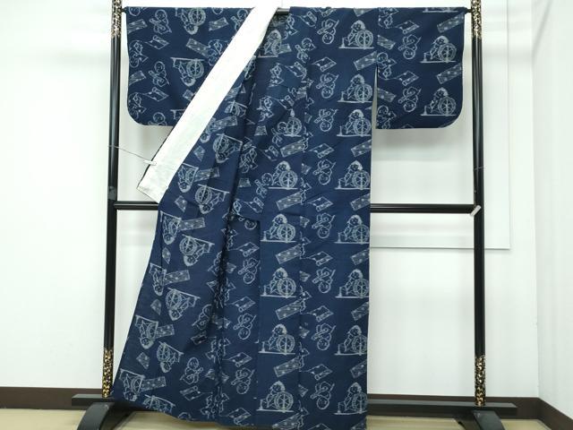 たまこ　手紡ぎ　手機の、弓浜絣単衣 平和屋着物○極上 弓浜絣 単衣 唐子 東武百貨店扱い 逸品 CZAA3563s5