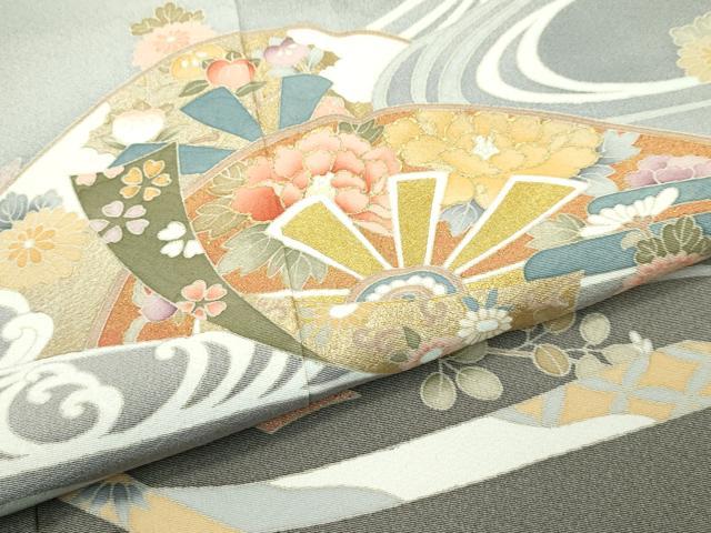 平和屋着物□極上 訪問着 立波片輪車草花文 暈し染め