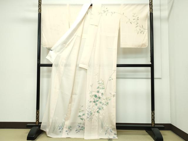 平和屋着物■極上　夏物　訪問着　絽　草花文　浅黄色地　逸品　未使用　CZAA3570s5 平和屋着物□極上 夏物 訪問着 絽 草花文 浅黄色地 逸品 未