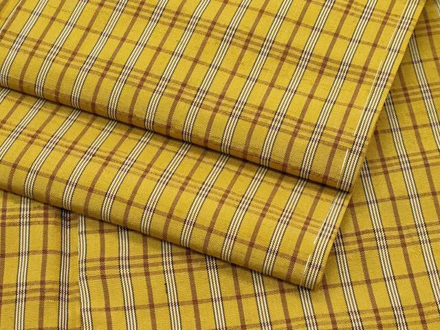 平和屋着物■極上　本場黄八丈　平織　紬　格子柄　逸品　CZAA3582s5