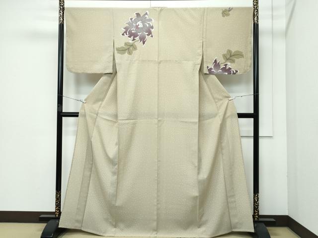 平和屋着物■極上　夏物　撫松庵　訪問着　セオアルファ　草花文　利休茶色地　洗える着物　逸品　CZAA3588s5