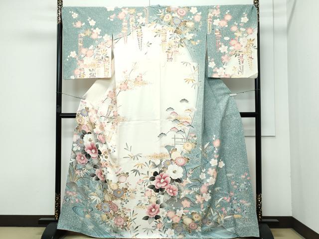 平和屋着物■極上　訪問着　流水草花文　暈し染め　金彩　逸品　CZAA3590s5