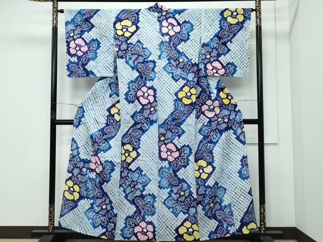 平和屋着物■極上　夏物　浴衣　有松鳴海絞り　草花文　綿　逸品　CZAA3596s5