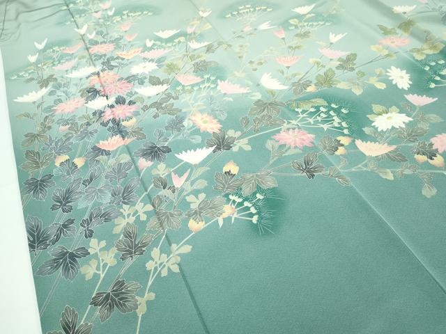 平和屋着物□極上 十日町友禅作家 一梗 訪問着 草花文 暈し