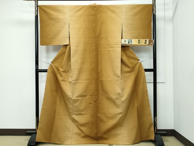 平和屋着物■極上　本場結城玉紬　結織苑　草木染　縞　やまと誂製　証紙付き　逸品　CZAA3635s5