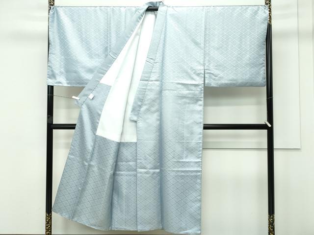 平和屋着物■極上 男性 色無地 紋付き羽織・行灯袴セット キングサイズ 青磁鼠色地 花菱地紋 舞台衣装 洗える着物 逸品 CZAA3657s5 平和屋着物□極上 男性 色無地 紋付き羽織・行灯袴セット キングサイズ