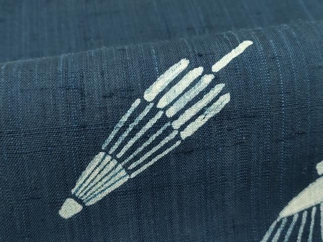 平和屋着物□極上 太鼓柄袋帯 生紬 本藍 番傘 逸品 CZAA3676s5 袋帯