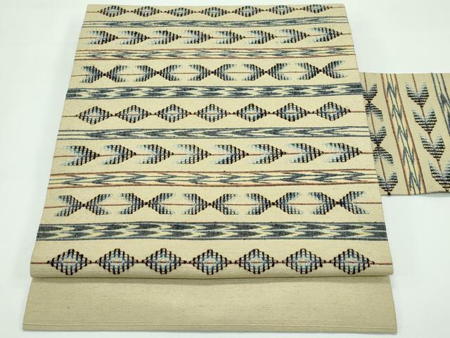 平和屋着物■極上　本場琉球　読谷山花織　紬地　九寸名古屋帯　木蘭色地　逸品　CZAA3692s5