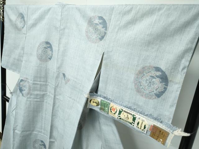 平和屋本店□極上 本場結城紬 重要無形文化財 100亀甲 花丸文 チャイナ