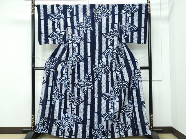 平和屋着物■極上　夏物　浴衣　有松鳴海絞り　竹並び舞蝶文　綿　逸品　未使用　CZAA3742s5