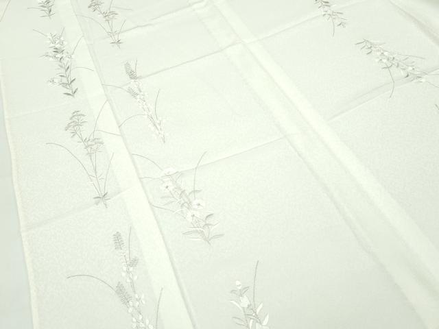 平和屋着物▽極上　小紋　単衣　総刺繍　秋草文　銀糸　砂色地　逸品　CZAA3796s5_2