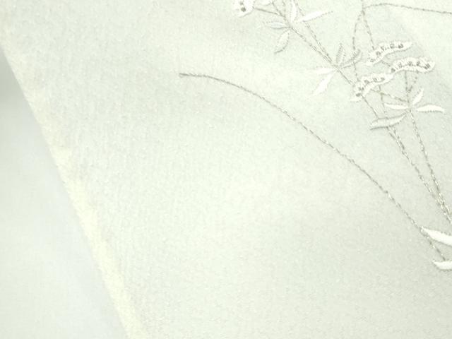 平和屋着物▽極上　小紋　単衣　総刺繍　秋草文　銀糸　砂色地　逸品　CZAA3796s5_6