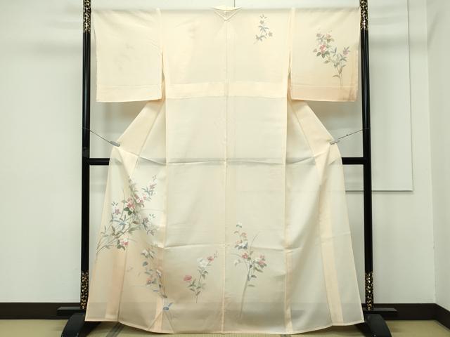 平和屋着物■極上　夏物　訪問着　絽　枝花文　暈し染め　丁子色地　逸品　未使用　CZAA3815s5