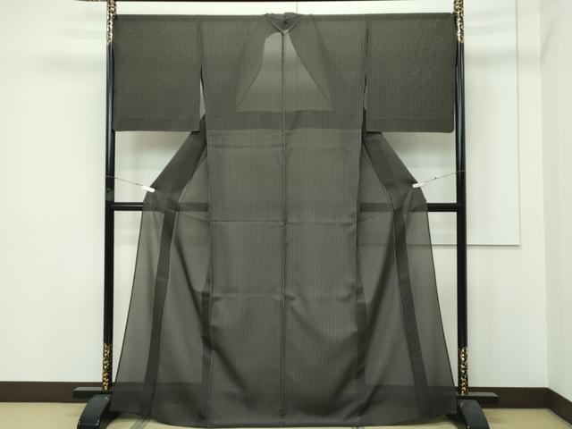 平和屋着物□極上 夏物 お召 間道 黒地 逸品 CZAA3820s5 紬