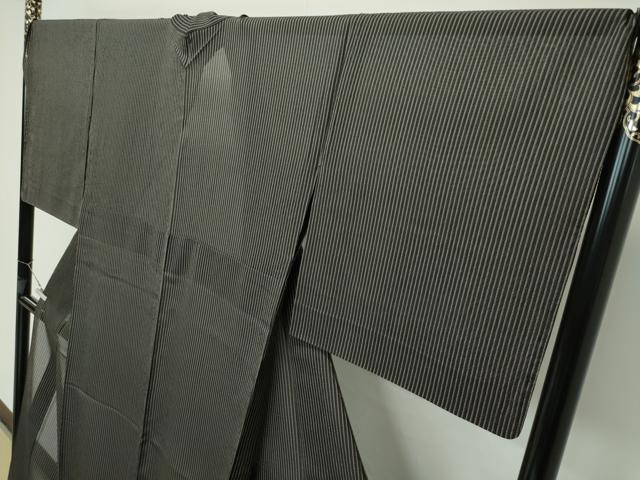 平和屋着物□極上 夏物 お召 間道 黒地 逸品 CZAA3820s5 紬