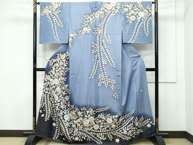 平和屋着物■極上　越後十日町の一流染匠　桐屋・翠山工房　徳永憲峯　訪問着　辻が花　絞り　暈し染め　金通し地　逸品　CZAA3830s5