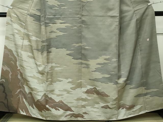 平和屋本店■極上　石川県指定無形文化財　牛首紬　白山工房　手織り　訪問着　霞文　逸品　CZAA3842s5 平和屋本店□極上 石川県指定無形文化財 牛首紬 白山工房 手織り