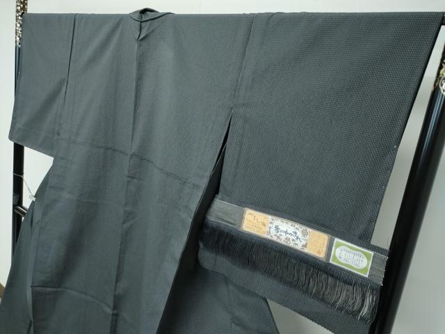 平和屋本店□極上 本塩沢 やまだ織 雪の中のきれ 格子柄