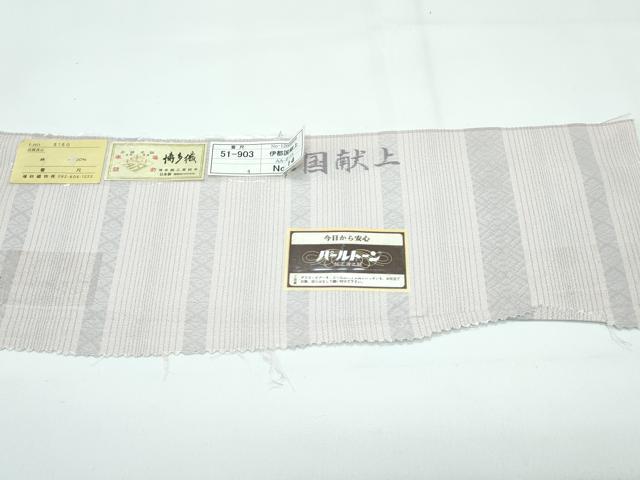 平和屋本店▽極上　本場筑前博多織　博多金ラベル　お召　単衣　伊都国献上　福絖織物謹製　証紙付き　逸品　CZAA3866s5_6