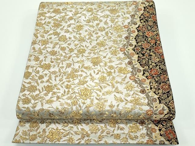 平和屋着物■極上　西陣の名門　加納幸謹製　六通柄袋帯　唐織　草花文　金糸　引箔　逸品　CZAA3898s5