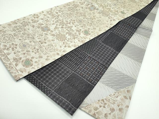 平和屋着物■極上　スリーシーズン　春夏秋　両方向　両面　全通柄袋帯　草花文　逸品　未使用　CZAA3900s5