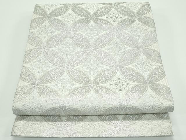 平和屋着物■極上　スリーシーズン　春夏秋　西陣　丸勇謹製　六通柄袋帯　唐織　七宝花文　プラチナ箔　逸品　CZAA3905s5