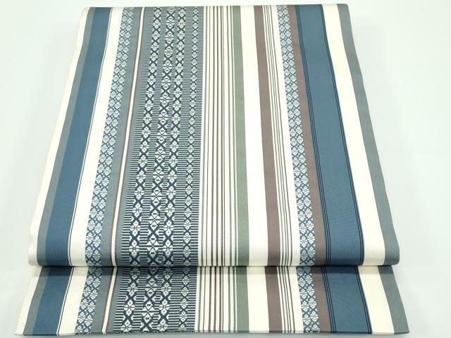 平和屋本店□極上 本場筑前博多織 両面 全通柄袋帯 草花間道