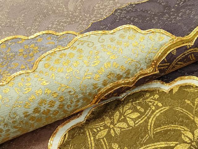 藤井寛　袋帯　昼夜柄　縮緬　正絹　金彩 caa6e928a18ccd8a99051d0ebab0f5