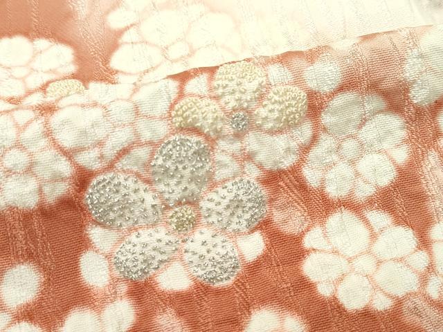 平和屋本店■極上 十日町 名門 滝泰謹製 訪問着 単衣 絞り 中国三大刺繍 相良刺繍 草花文 暈し染め 金銀糸 鳥の子色地 逸品 CZAA3953s5 平和屋本店□極上 十日町 名門 滝泰謹製 訪問着 単衣 絞り 中国