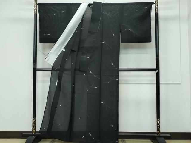 平和屋着物■極上　夏物　二代目　川村久太郎　小紋　絽　京友禅　蛍　露芝文　愛染　黒地　証紙付き　逸品　未使用　CZAA3999s5_1