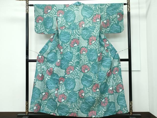 平和屋着物■極上　夏物　浴衣　有松鳴海絞り　団扇草花文　綿　逸品　CZAA4009s5