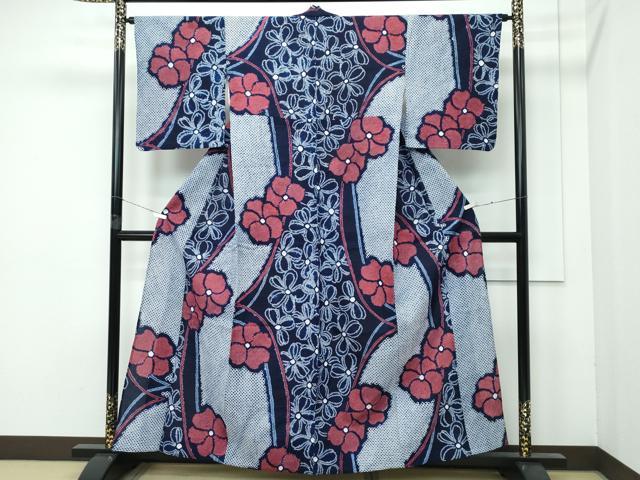 平和屋着物■極上　夏物　浴衣　有松鳴海絞り　舞花文　綿　逸品　CZAA4011s5