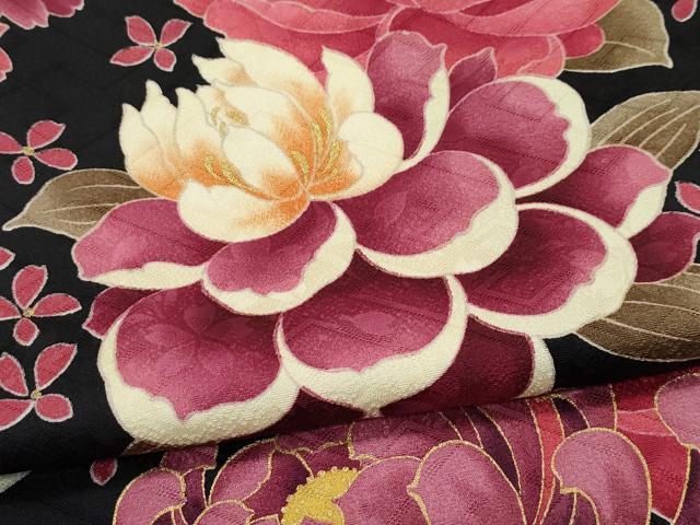 平和屋着物□極上 振袖 刺繍 花蝶文 黒地 金彩 逸品 CZAA4022s5
