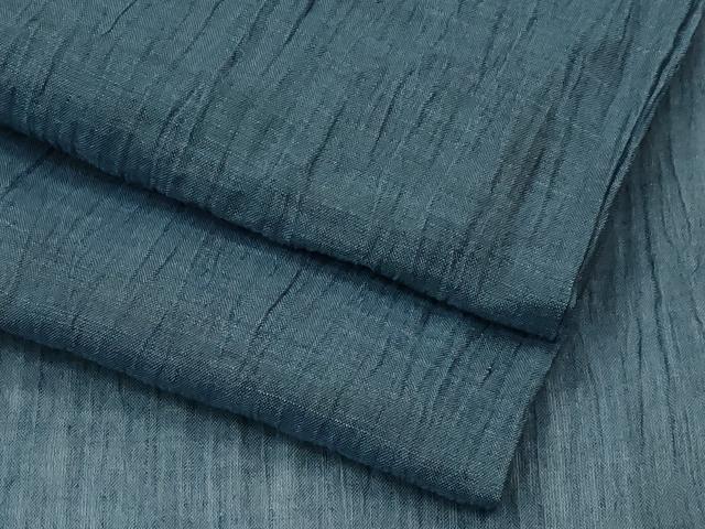 平和屋着物■極上　男性　夏物　本場小千谷ちぢみ　色無地　錆鼠色　麻　逸品　CZAA4031s5