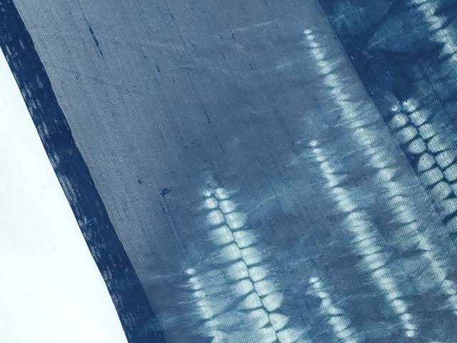 平和屋本店■極上　夏物　本藍　訪問着　紗紬　絞り　霞文　青褐色地　逸品　未使用　CZAA4041s5 平和屋本店□極上 夏物 本藍 訪問着 紗紬 絞り 霞文 青褐色地 逸品 未