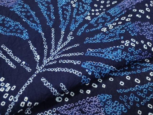 平和屋着物∴夏物　浴衣　有松鳴海絞り　舞蝶文　綿　逸品　CAAY4555ng 平和屋着物∴夏物 浴衣 有松鳴海絞り 天井菱花文 綿 逸品 未使用