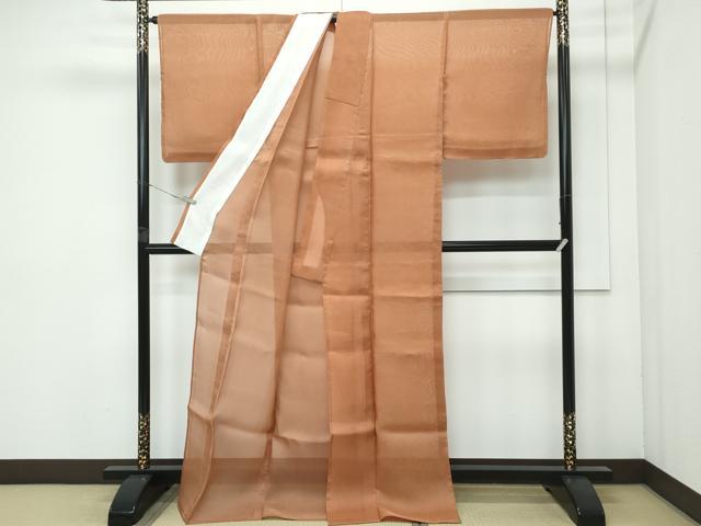 平和屋着物■極上　夏物　紗紬　色無地　渋紙色　逸品　未使用　CZAA4072s5_2