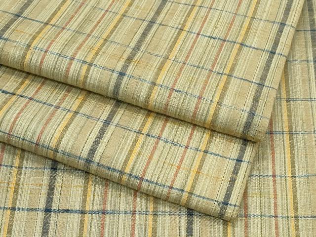 平和屋着物■極上　紬　格子柄　逸品　CZAA4079s5