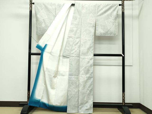 平和屋着物□極上 本場大島紬 白大島 9マルキ 120亀甲 切嵌草花