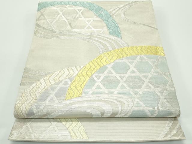 平和屋着物■極上　夏物　西陣　川島織物　六通柄　本袋帯　流水籠目文　銀糸　逸品　CZAA4154s5