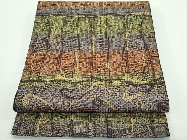 平和屋着物■極上　夏物　博多織人　黒木織物　本場筑前博多帯　伝統工芸士　黒木政幸　八寸名古屋帯　抽象文　逸品　CZAA4163s5