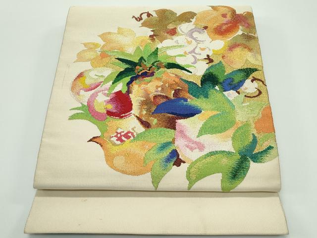 平和屋着物■極上　爪掻き本綴れ　八寸名古屋帯　成り物　金糸　枯色地　逸品　CZAA4166s5