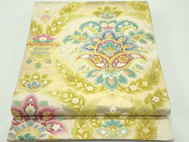 平和屋着物■極上　六通柄袋帯　唐織　近東佳栄文　金糸　逸品　CZAA4192s5 平和屋着物□極上 六通柄袋帯 唐織 近東佳栄文 金糸 逸品 CZAA4192s5