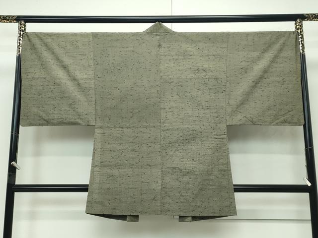 平和屋本店□極上 男性 髭紬・髭紬羽織セット 単衣 着物：鶸茶色 羽織