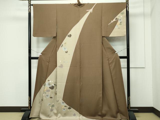 平和屋着物■極上　訪問着　手描き　瓢箪　金彩　路考茶色地　逸品　CZAA4217s5