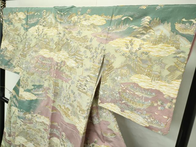 □極上 訪問着 スワトウ刺繍 ぼかし染め 更紗唐草 逸品f46 平和屋本店□